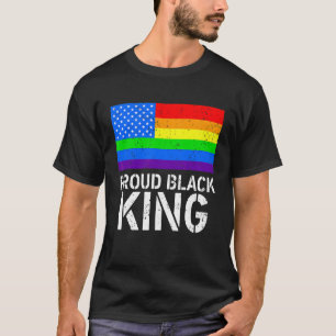 Mens Proud Black King Dad Fathers Day Lgbt Gay Pri T-Shirt