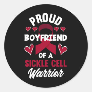 Mens Proud Boyfriend Of A Sickle Cell Warrior Sick Classic Round Sticker