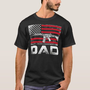 Mens Proud Dad Daddy Gun Rights Ar 15 American Fla T-Shirt