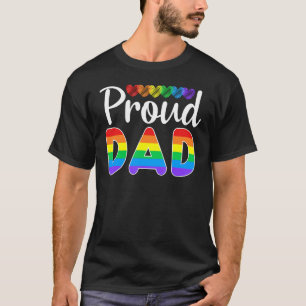 Mens Proud DAD Fathers Day LGBTQ Rainbow Flag Gay  T-Shirt