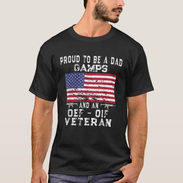 Mens Proud Dad Gamps OEF OIF Veteran Retro US Flag T-Shirt (Front)