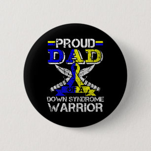 Mens Proud Dad Of A Down Syndrome Warrior Costume  2 Inch Round Button