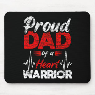 Mens Proud Dad Of A Heart Warrior Coronary Heart D Mouse Pad