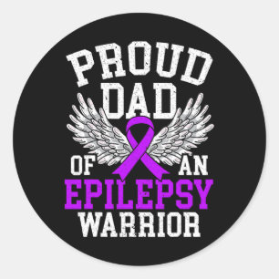 Mens Proud Dad Of An Epilepsy Warrior Epilepsy Awa Classic Round Sticker