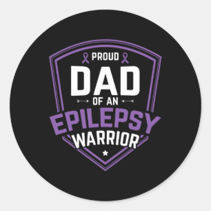 Mens Proud Dad Of Epilepsy Warrior Epilepsy Awaren Classic Round Sticker