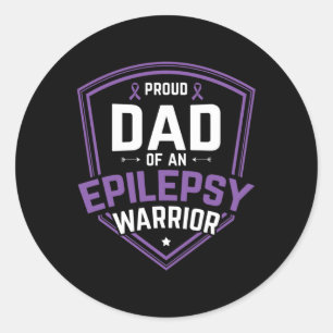 Mens Proud Dad Of Epilepsy Warrior Epilepsy Awaren Classic Round Sticker
