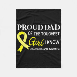 Mens Proud Dad Of Girl Childhood Cancer Awareness  Fleece Blanket
