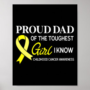 Mens Proud Dad of Girl Childhood Cancer Awareness  Poster