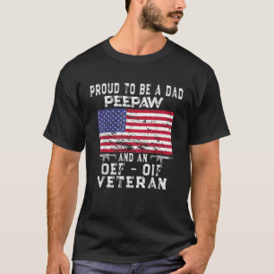 Mens Proud Dad Peepaw OEF OIF Veteran Retro US Fla T-Shirt