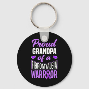 Mens Proud Grandpa Of A Fibromyalgia Warrior 1 Keychain