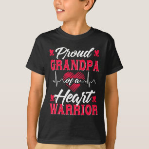 Mens Proud Grandpa Of A Heart Warrior Chd Awarenes T-Shirt