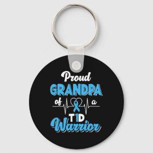 Mens Proud Grandpa Of A T1d Warrior Diabetic Diabe Keychain