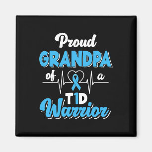 Mens Proud Grandpa Of A T1D Warrior Diabetic Diabe Magnet