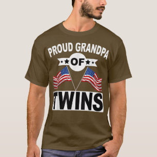 Mens Proud Grandpa of Twins American Flag Twin Gra T-Shirt