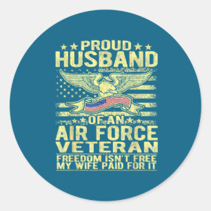 Mens Proud Husband Air Force Classic Round Sticker