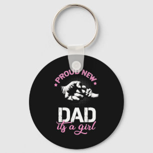 Mens Proud New Dad Its A Girl Promoted To Daddy  Keychain