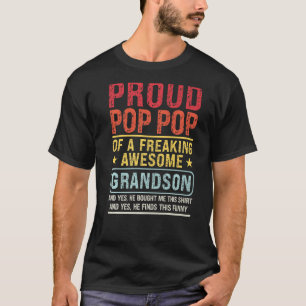 Mens Proud Pop Pop Of A Grandson Pop Pop   Grandso T-Shirt