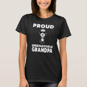 Mens Proud Sheepadoodle Grandpa Dog With Sunglasse T-Shirt