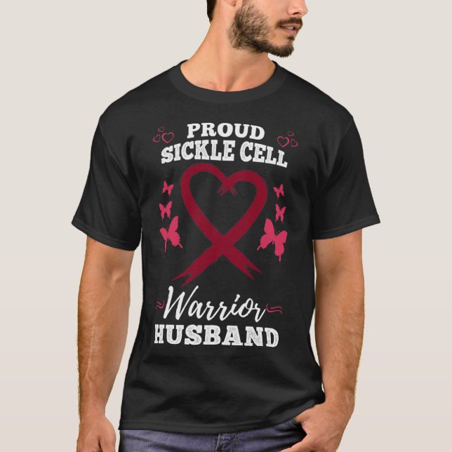 Mens Proud Sickle Cell Warrior Husband Sickle Cell T-Shirt (Front)