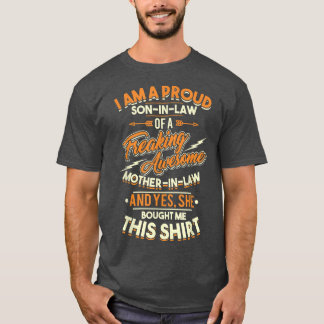 Mens Proud Son In Law Of A Freaking Awesome Mother T-Shirt