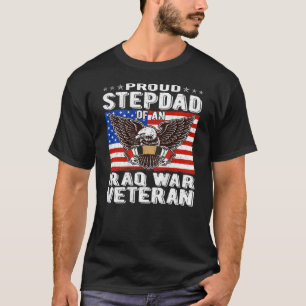 Mens Proud Stepdad Of Iraq Veteran Patriotic Milit T-Shirt