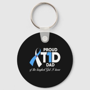 Mens Proud T1D Dad Of Daughter Diabetes Awareness  Keychain