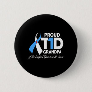 Mens Proud T1d Grandpa Of Grandson Diabetes Awaren 2 Inch Round Button