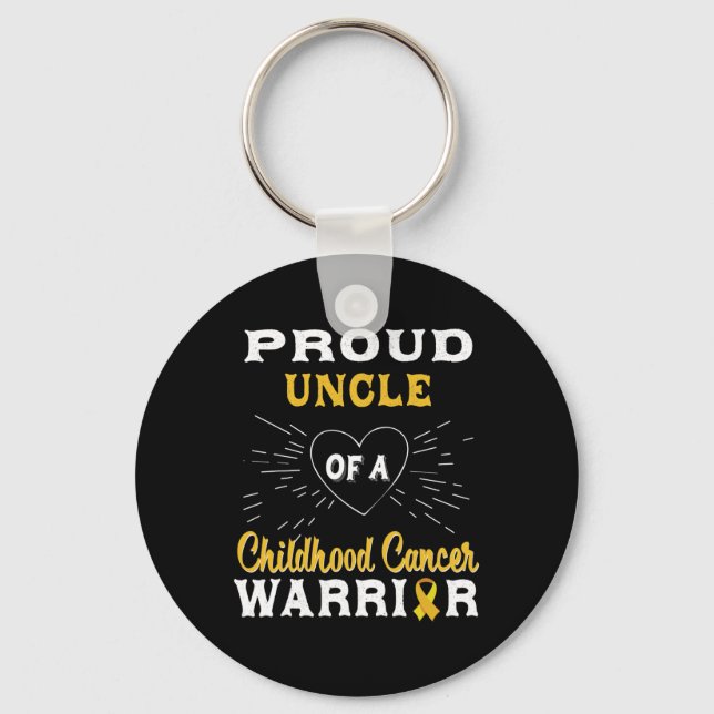 Mens Proud Uncle Of A Childhood Cancer Warrior Awa Keychain (Front)