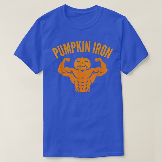 Mens Pumpkin Iron Gym  JackOLantern Funny Hallowee T-Shirt (Design Front)