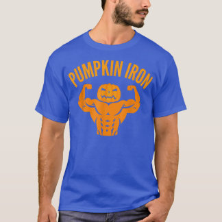 Mens Pumpkin Iron Gym  JackOLantern Funny Hallowee T-Shirt
