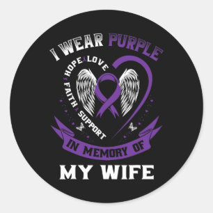 Mens Purple In Memory Of Wife Pancreatic Cancer Aw Classic Round Sticker