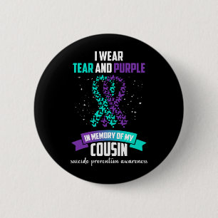 Mens Purple Ribbon Suicide Prevention Awareness 2 Inch Round Button