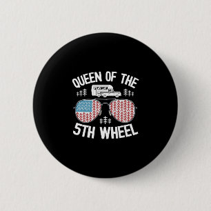 Mens queen of the 5th wheel camper american flag 2 inch round button