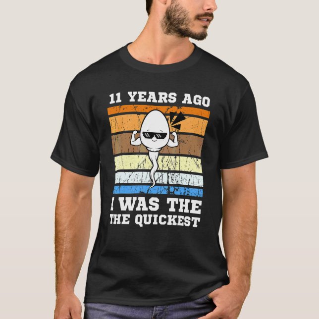 Mens Quickest Swimmer 11 Years Ago Quickest Sperm  T-Shirt (Front)