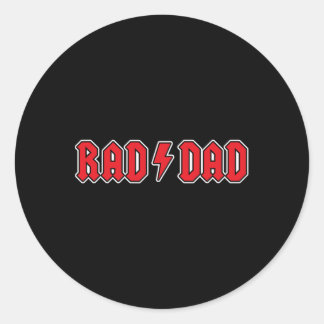 Mens Rad Dad Cool Vintage Rock And Roll Funny Fath Classic Round Sticker