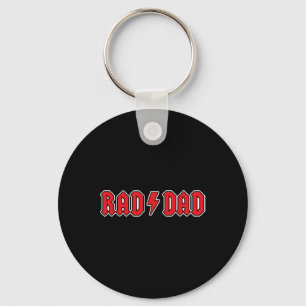Mens Rad Dad Cool Vintage Rock And Roll Funny Fath Keychain