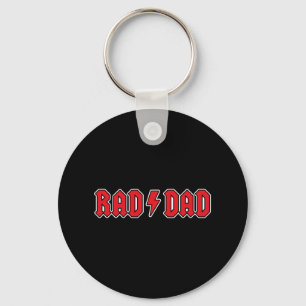 Mens Rad Dad Cool Vintage Rock And Roll Funny Fath Keychain