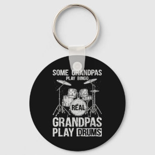 Mens Real Grandpa Play Drums Percussionist Drummer Keychain