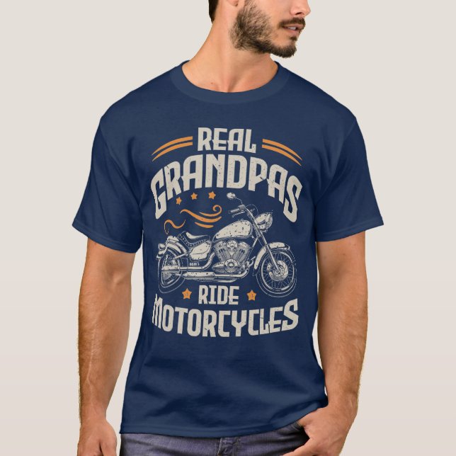 Mens Real Grandpas Ride Motorcycles Funny Motorcyc T-Shirt (Front)