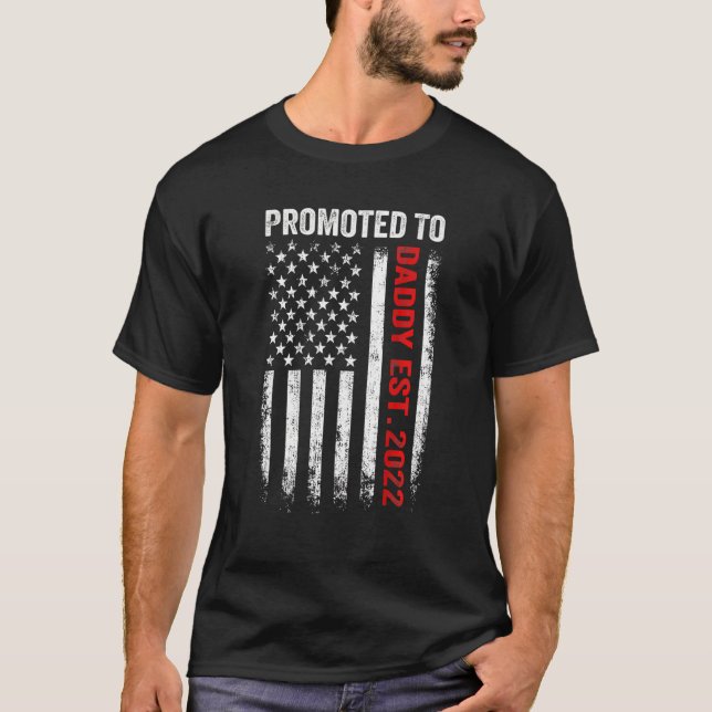 Mens Red Line Promoted To Daddy 2022 Firefighter D T-Shirt (Front)