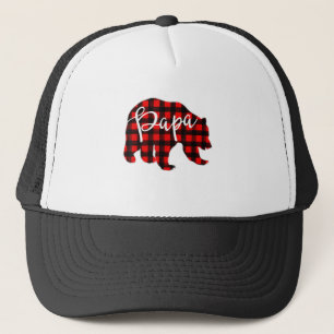 Mens Red Plaid Papa Bear Shirt Matching Pajama Fam Trucker Hat