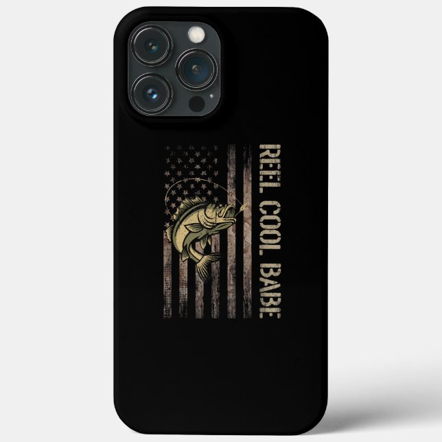 Mens Reel Cool Babe Fishing Camoflauge America Case-Mate iPhone Case (Back)