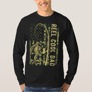 Mens Reel Cool Dad Father's Day Fishing Camouflage T-Shirt