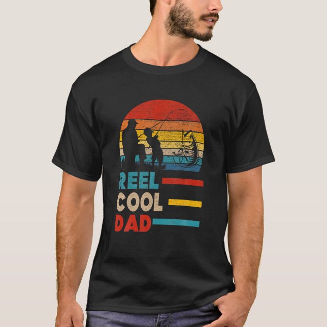 Mens Reel Cool Dad Fisherman Daddy Father Day Gift T-Shirt (Front)