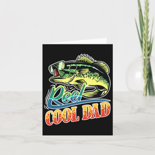 Mens Reel Cool Dad Fisherman Funny Fishing  Card (Front)