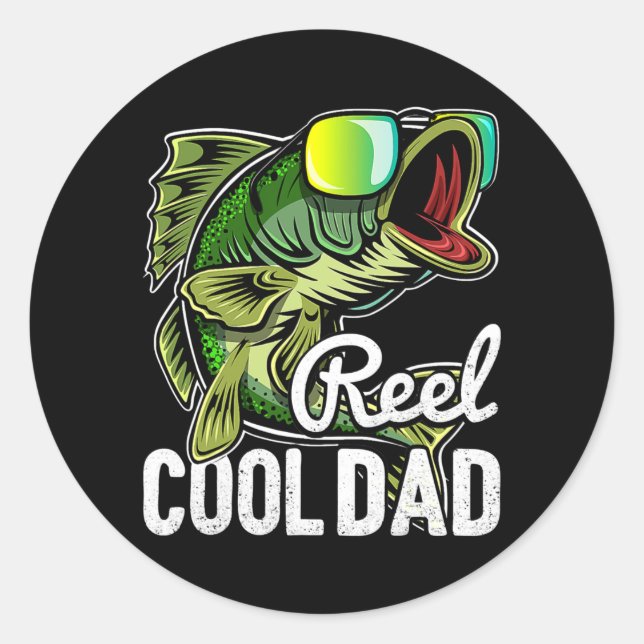 Mens Reel Cool Dad Fishing Sunglasses Funny Classic Round Sticker (Front)