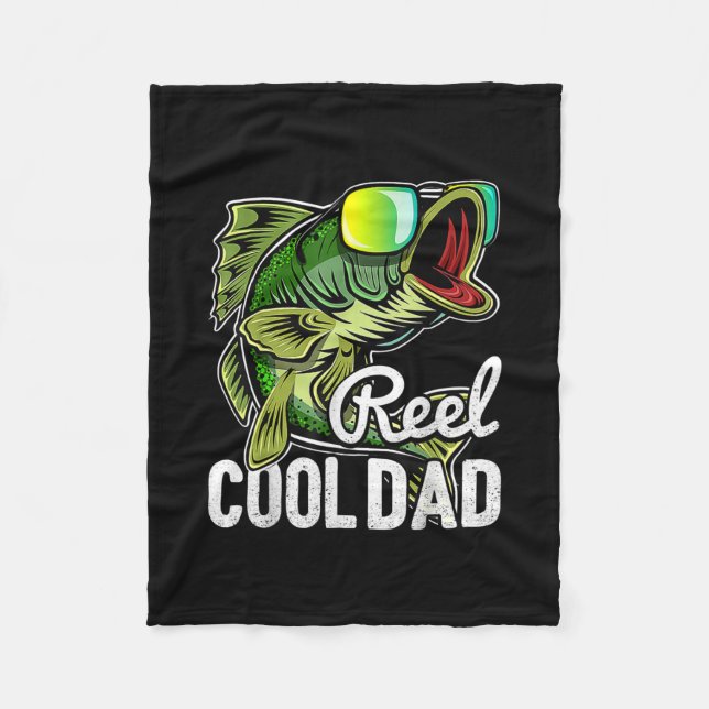 Mens Reel Cool Dad Fishing Sunglasses Funny Fleece Blanket (Front)