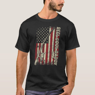 Mens Reel Cool Daddy American Flag Fishing Rod US T-Shirt
