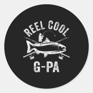 Mens Reel Cool G-pa Shirt Funny Fisherman Christma Classic Round Sticker