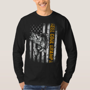 Mens Reel Cool Grampa American Flag Fishing Father T-Shirt